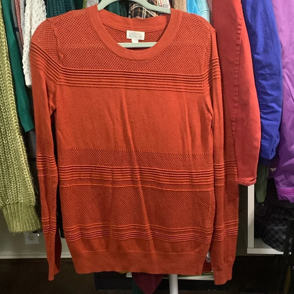 Market & Spruce Rust Eyelit Detail long sleeve shirt - Picture 1 of 1